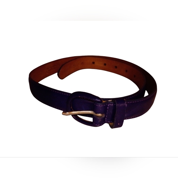Talbots Rich Purple Leather Belt Size Small Made In Italy